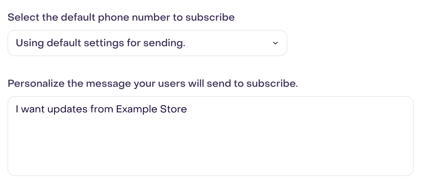Default destination control and unsent draft message I want updates from Example Store.