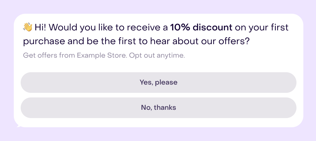 Subscriber Booster invitation preview with a 10% incentive, consent and options to accept or decline.