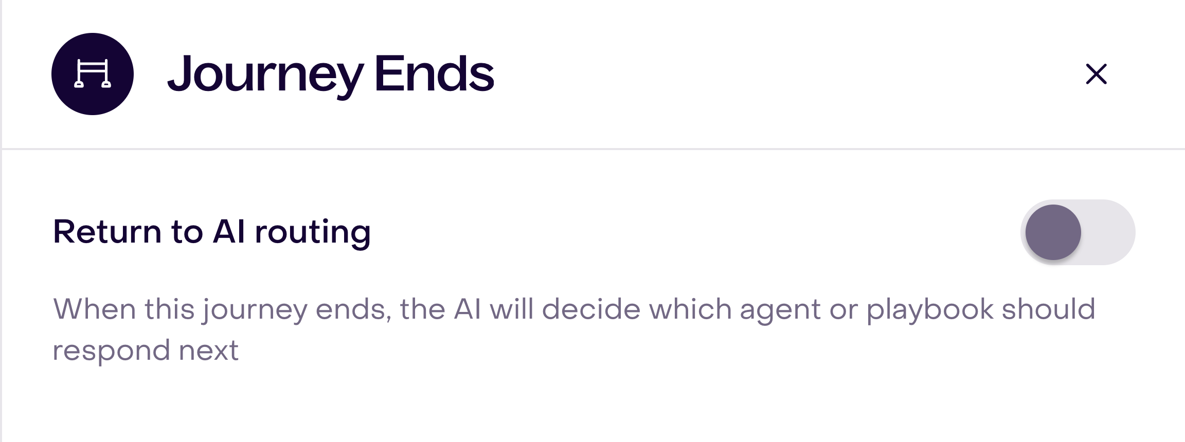 Journey Ends panel with Return to AI routing turned off.