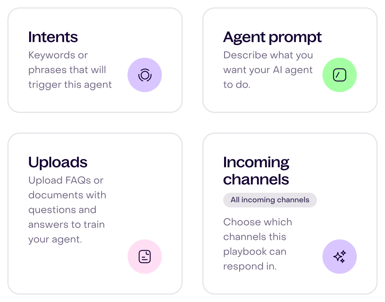Configuration cards in a new fictional Custom Agent without saving