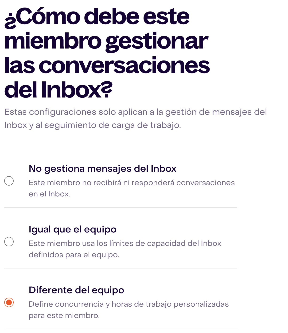 Selector de capacidad de la compañera ficticia con Diferente del equipo ya seleccionado, sin cambios.
